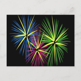 Cartão Postal Fogos de artifício vermelhos e verdes