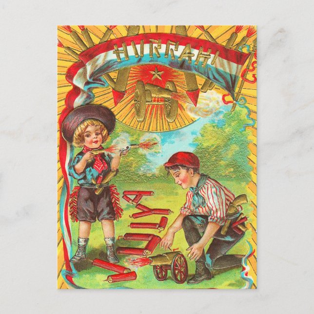 Cartão Postal Fogos de Artifício Viva 4 de Julho (Frente)