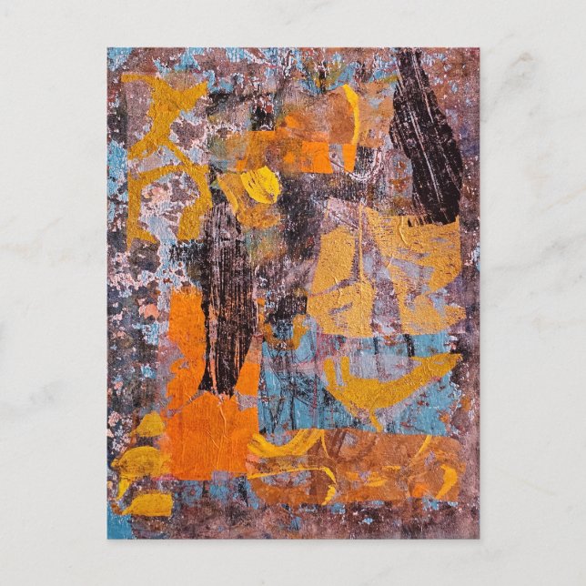 Cartão Postal Fogueira de Inverno, Colagem, Um Gel Print Abstrat (Frente)