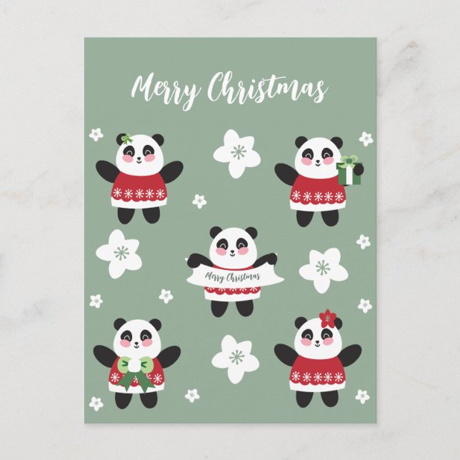 Cartão Postal Fogueira de Natal Panda (Frente)