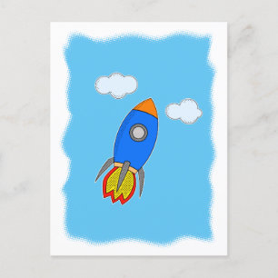 Cartão Postal Foguete De Cartografia No Céu Azul