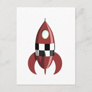 Cartão Postal Foguete de Espaço Vermelho
