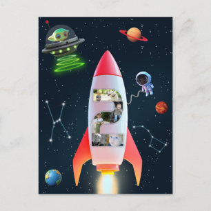 Cartão Postal Foguete Espacial de 2º Aniversário   Grande Colage
