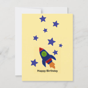 Cartão Postal 🚀 Foguete Espacial Feliz Aniversário 