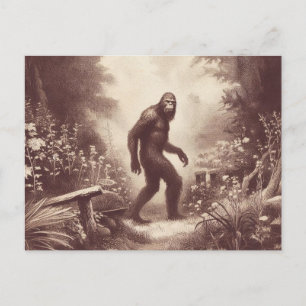 Cartão Postal Folclore da Ilustração Vintage Bigfoot