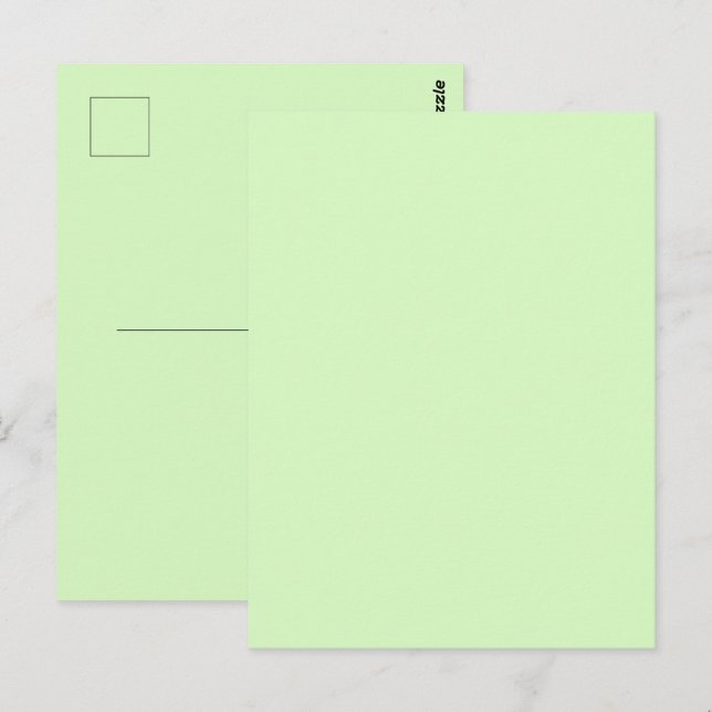Cartão Postal Folha de Chá Verde Pastel Cor Sólida (Frente/Verso)