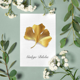 Cartão Postal Folha de Ginkgo Dourada - Símbolo de Longevidade e