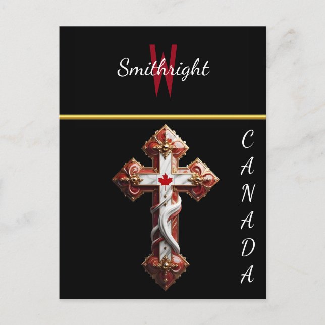 Cartão Postal Folha de Maple Embracada por Cruz (Frente)