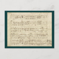 Folha de música em pergaminho manuscrita a tinta