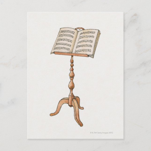 Cartão Postal Folha de música no suporte (Frente)