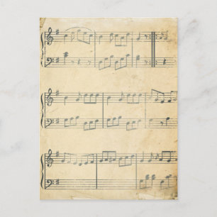 Cartão Postal Folha de Música Vintage