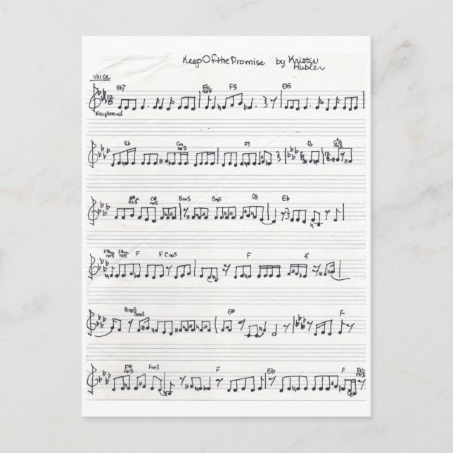 Cartão Postal Folha de músicas Manter o Cartão-postal Promise (Frente)