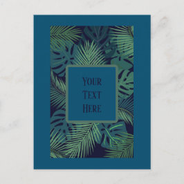 Cartão Postal folha de palmeira tropical-escura moderna, folhas 
