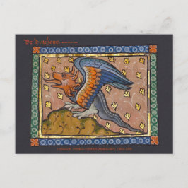 Cartão Postal Folha decorativa de ouro de dragão medieval CC0891
