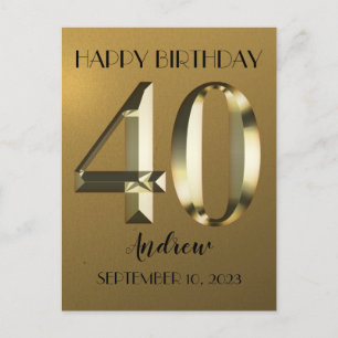 Cartão Postal Folha metálica dourada 40º aniversário