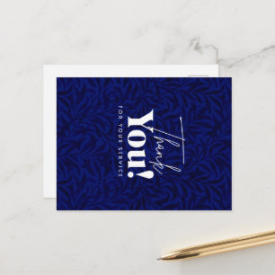 Cartão Postal Folha Monocromática Azul Obrigado Pelo Seu Serviço