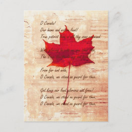 Cartão Postal Folha vermelha canadense com hino nacional