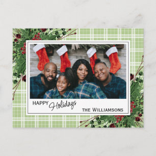 Cartão Postal Folhagem Botânica de Berries Vermelhos Clássicos