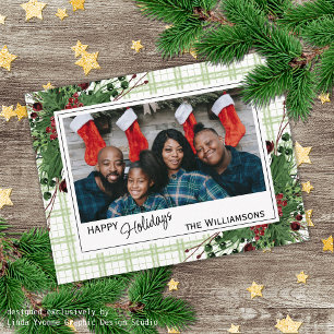 Cartão Postal Folhagem Botânica de Berries Vermelhos Clássicos