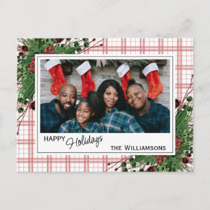 Cartão Postal Folhagem Botânica de Berries Vermelhos Clássicos