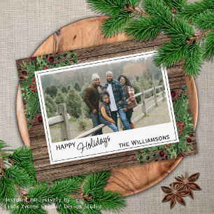 Cartão Postal Folhagem Botânica Verde Holly Cute