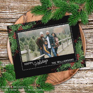 Cartão Postal Folhagem Botânica Verde Holly Cute