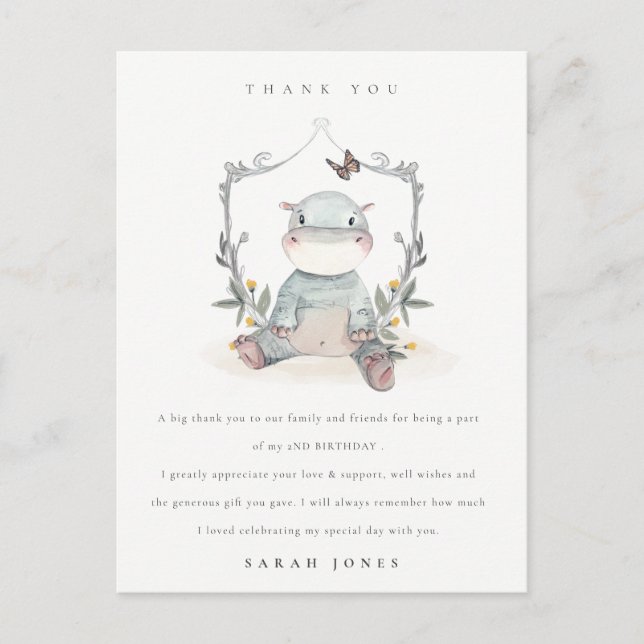 Cartão Postal Folhagem de Hippo, Bebê Amarelo-Bonito, Qualquer I (Frente)