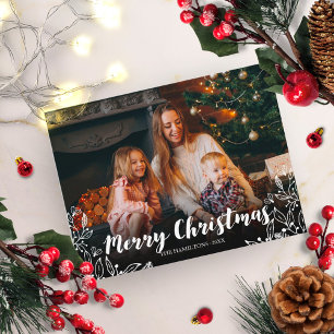 Cartão Postal Folhagem de Inverno Fofa Foto Feliz Natal