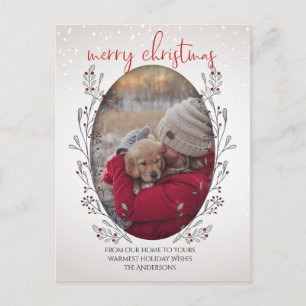 Cartão Postal Folhagem de Natal e Berries