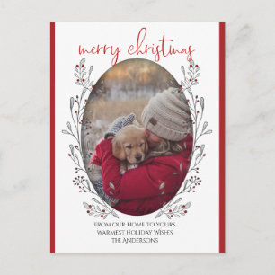 Cartão Postal Folhagem de Natal e Berries