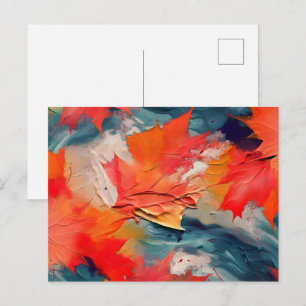 Cartão Postal Folhas ao Vento – Movimento Abstrato de Outono