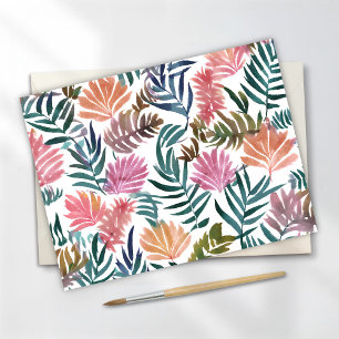 Cartão Postal Folhas Botânicas Aquarela Floral Colorido Fofo