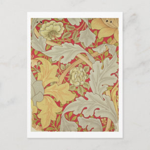 Cartão Postal Folhas de Acanthus e rosa selvagem em um crimson b