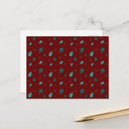 Cartão Postal Folhas de Árvore Evergreen e Berries Red Holly