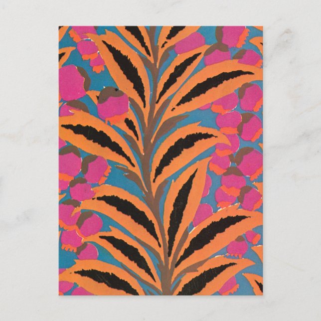 Cartão Postal Folhas de deco em laranja (Frente)