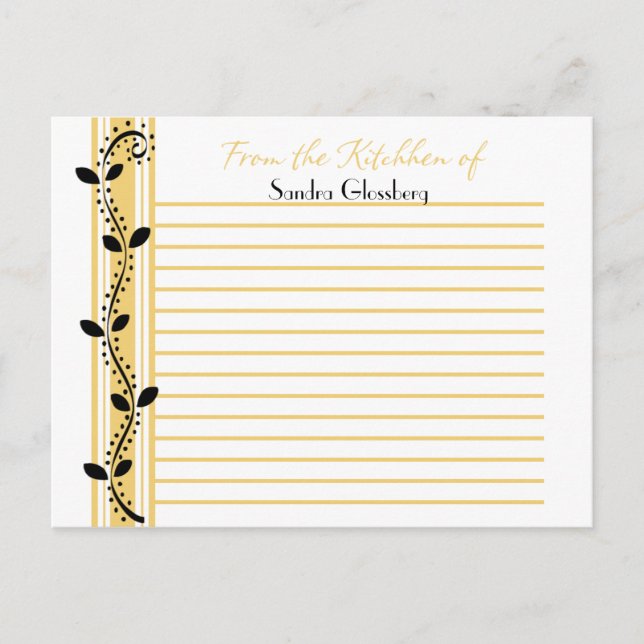 Cartão Postal Folhas de espiral pretas em placas de receita amar (Frente)