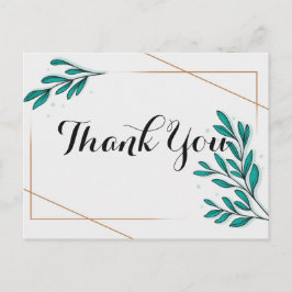 Cartão Postal Folhas de Folhas Florais Verde Folheado a Ouro Obr