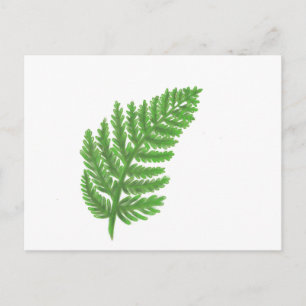 Cartão Postal Folhas de madeira de corante-d-água verde Elegante