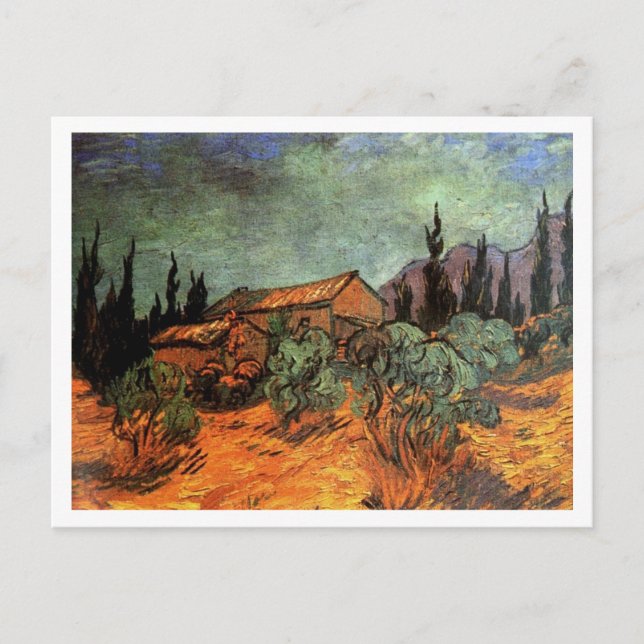 Cartão Postal Folhas de madeira (F623) Van Gogh de arte fina (Frente)