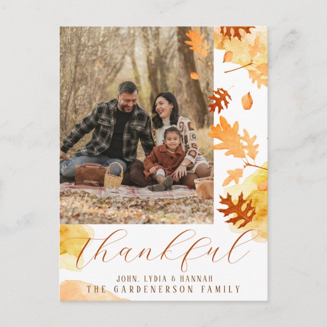 Cartão Postal Folhas de outono brilhantes agradecem foto   (Frente)