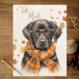 Cartão Postal Folhas de Outono Laranja Queimado Labrador Preto H