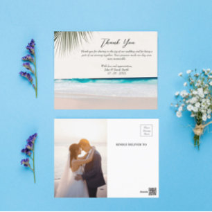 Cartão Postal Folhas de Palmeira de Foto Personalizada Agradecim