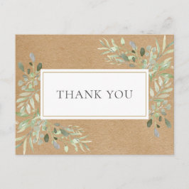 Cartão Postal Folhas de Primavera da Rustic Kraft Agradecimento