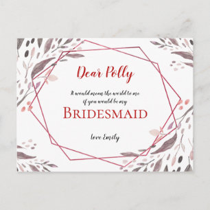 Cartão Postal Folhas de Toneladas de Blush/Solicitação Geométric