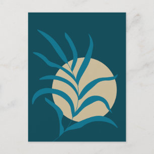 Cartão Postal Folhas e Luas de Plantas Minimalistas