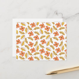 Cartão Postal Folhas Quentes de outono com Flores