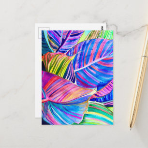 Cartão Postal Folhas tropicais de canas aquáticas