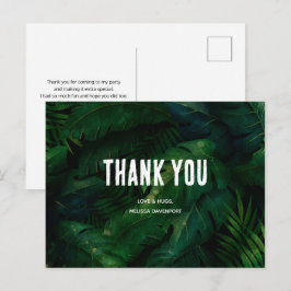 Cartão Postal Folhas Tropicais Verde Escuro Padrão Obrigado