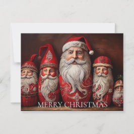 Cartão Postal Folheto Art Primitivo Colecionadores de Papai Noel
