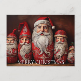 Cartão Postal Folheto Art Primitivo Colecionadores de Papai Noel